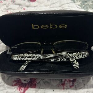 Bebe Black and White Zebra Glasses with Case